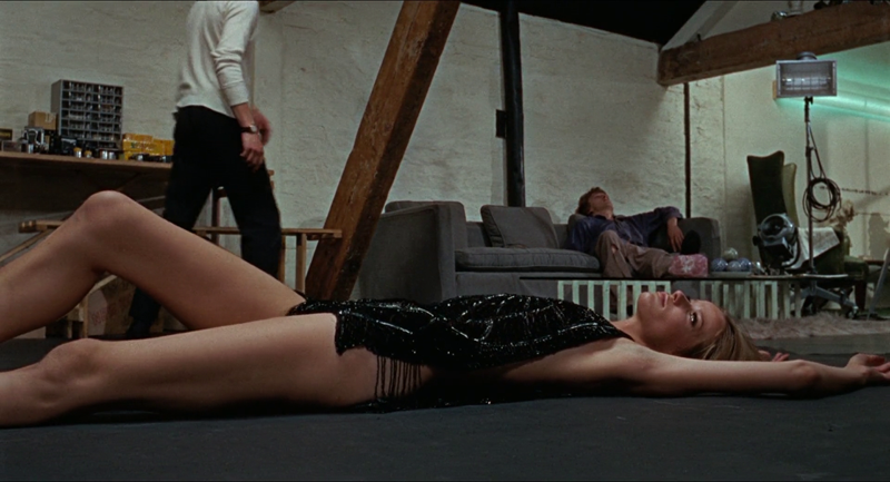 David Hemmings, Veruschka von Lehndorff in "Blow-Up", 1966, Regie Michelangelo Antonioni.
