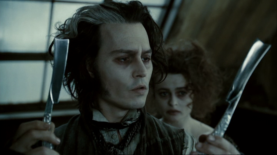 Johnny Depp, Helena Bonham Carter in "Sweeney Todd", Regie Tim Burton.